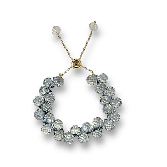 Swarovski Beaded Bracelet- Gray Blue Gold - Picture 5 of 11